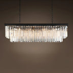Suspension linéaire moderne en cristal ambré pour îlot de cuisine