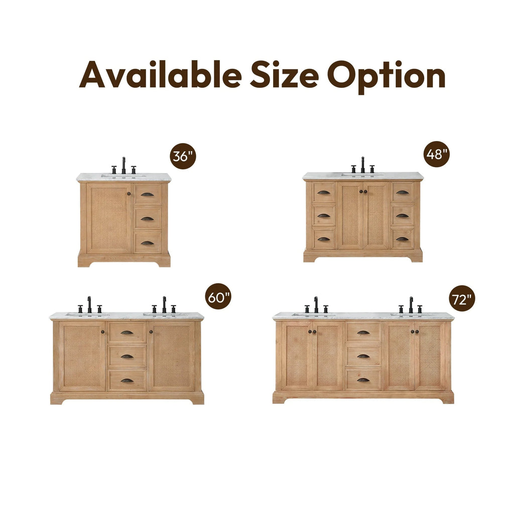 Meuble-lavabo Hervas avec plateau en marbre naturel, sans miroir.