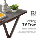 Tables de service pliantes pour télévision PJ Wood avec support de rangement compact, expresso, ensemble de 5 pièces - 36.38