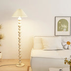 Lampadaire décoratif moderne à boules empilées avec abat-jour en tissu