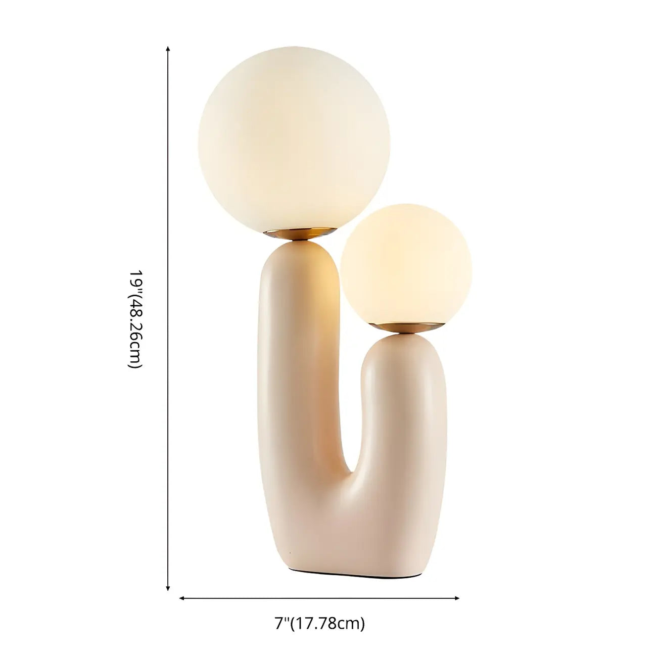 Lampe de table en verre globe cactus en résine rose