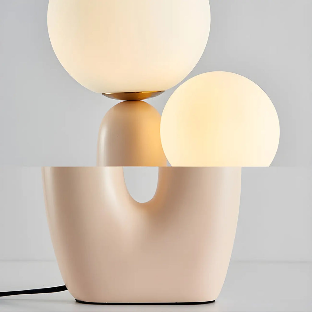 Lampe de table en verre globe cactus en résine rose