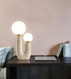 Lampe de table en verre globe cactus en résine rose