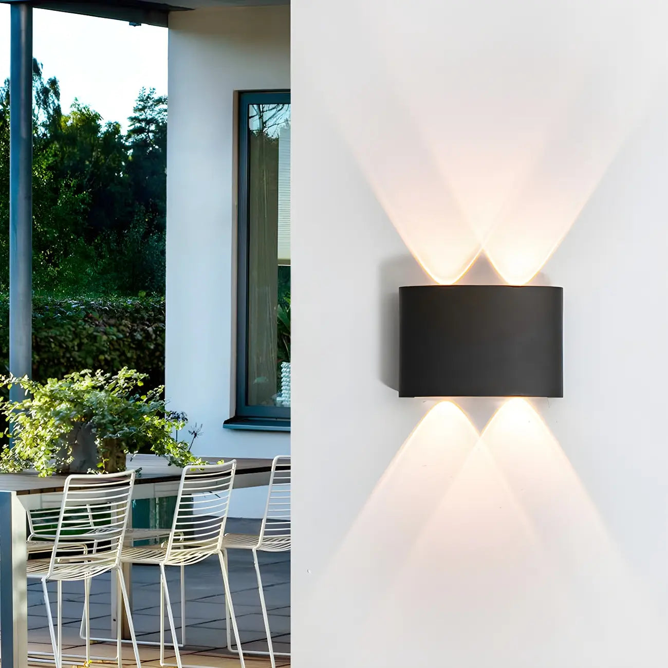 Applique murale extérieure moderne en métal noir à LED (éclairage vers le haut et vers le bas)