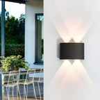 Applique murale extérieure moderne en métal noir à LED (éclairage vers le haut et vers le bas)
