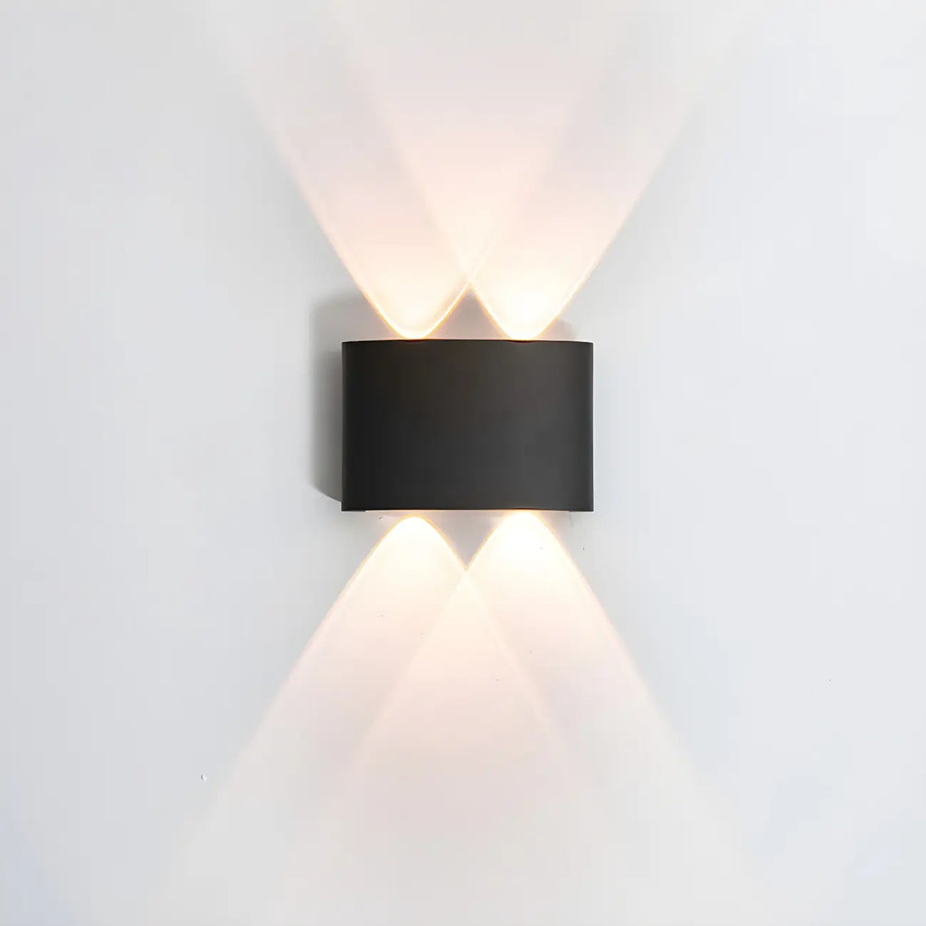 Applique murale extérieure moderne en métal noir à LED (éclairage vers le haut et vers le bas)