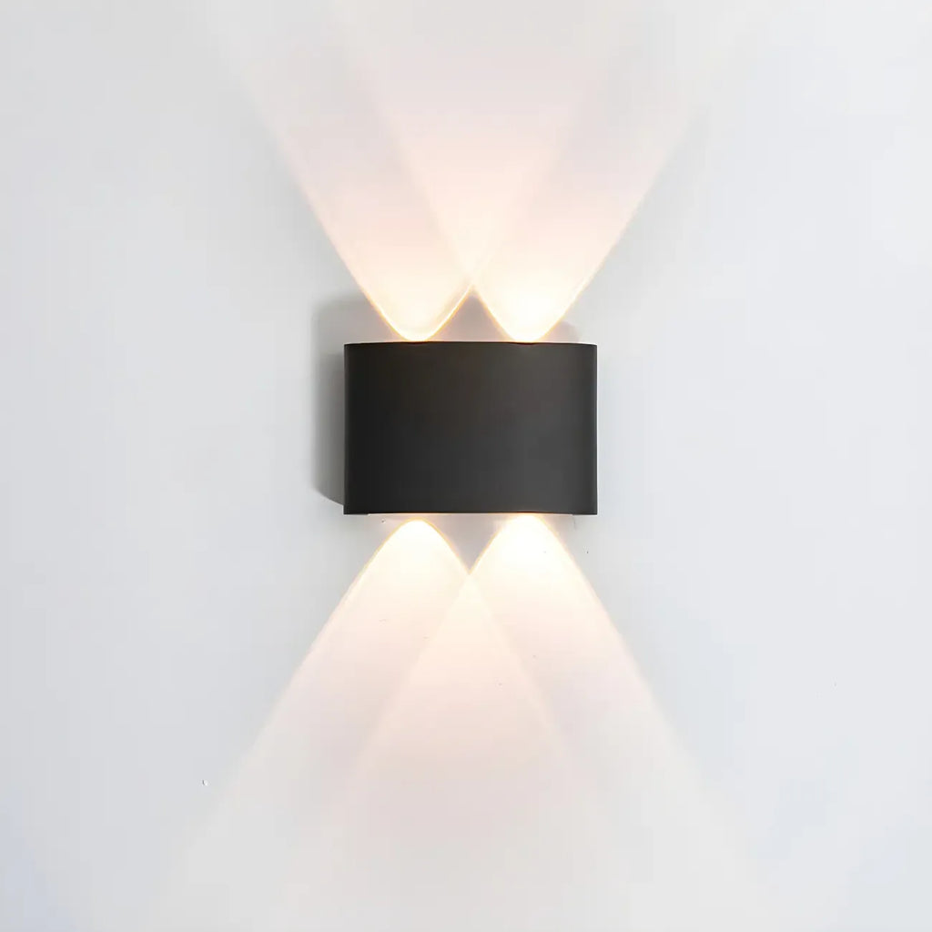 Applique murale extérieure moderne en métal noir à LED (éclairage vers le haut et vers le bas)