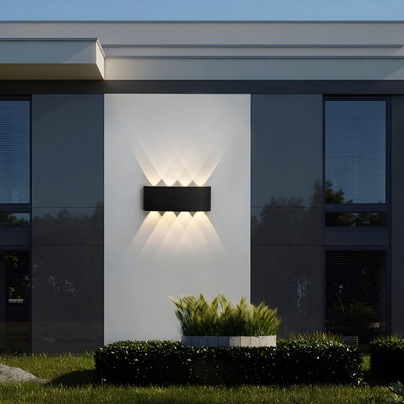 Applique murale extérieure moderne en métal noir à LED (éclairage vers le haut et vers le bas)