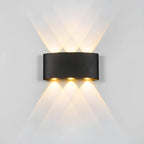 Applique murale extérieure moderne en métal noir à LED (éclairage vers le haut et vers le bas)