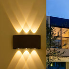 Applique murale extérieure moderne en métal noir à LED (éclairage vers le haut et vers le bas)