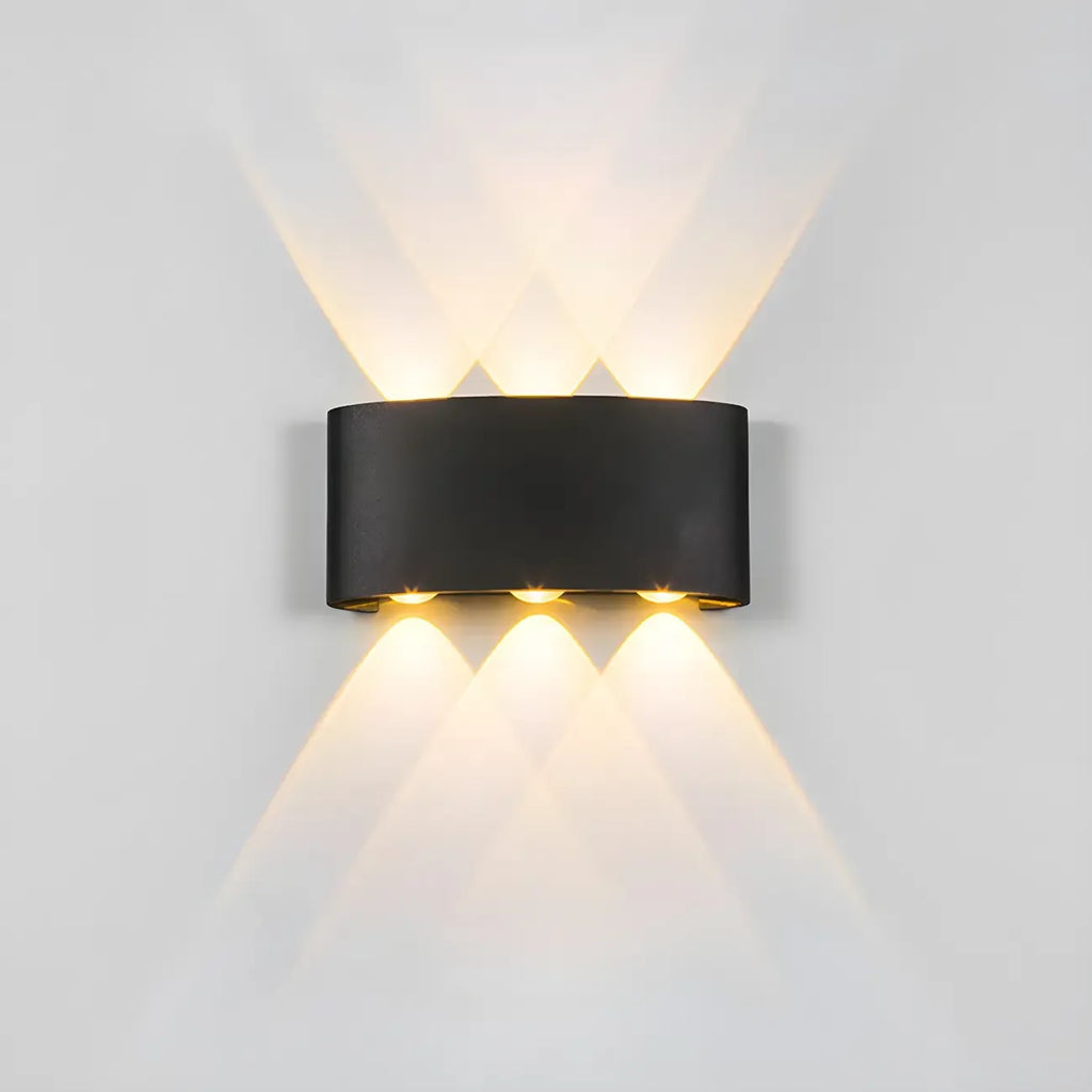 Applique murale extérieure moderne en métal noir à LED (éclairage vers le haut et vers le bas)