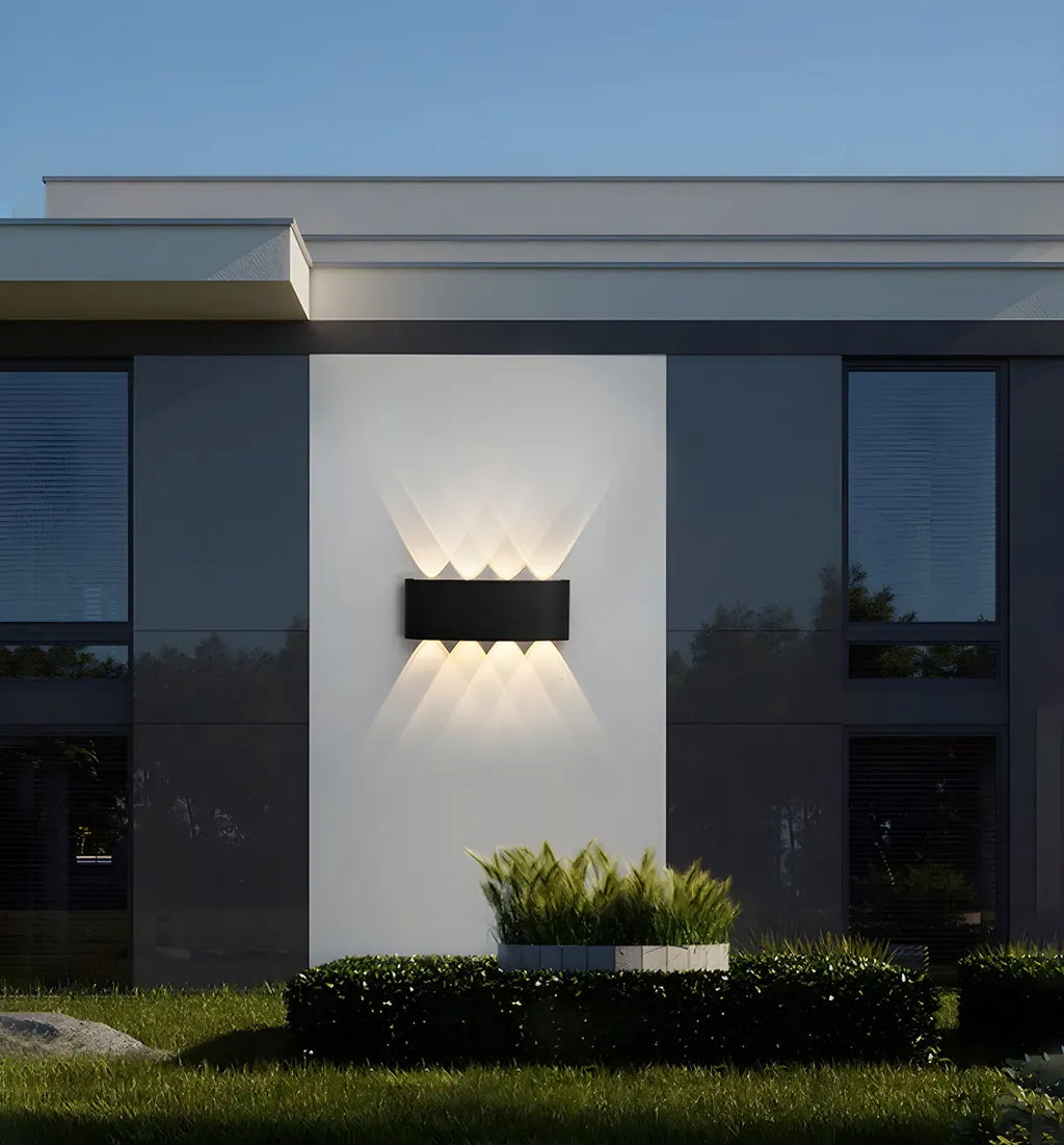 Applique murale extérieure moderne en métal noir à LED (éclairage vers le haut et vers le bas)