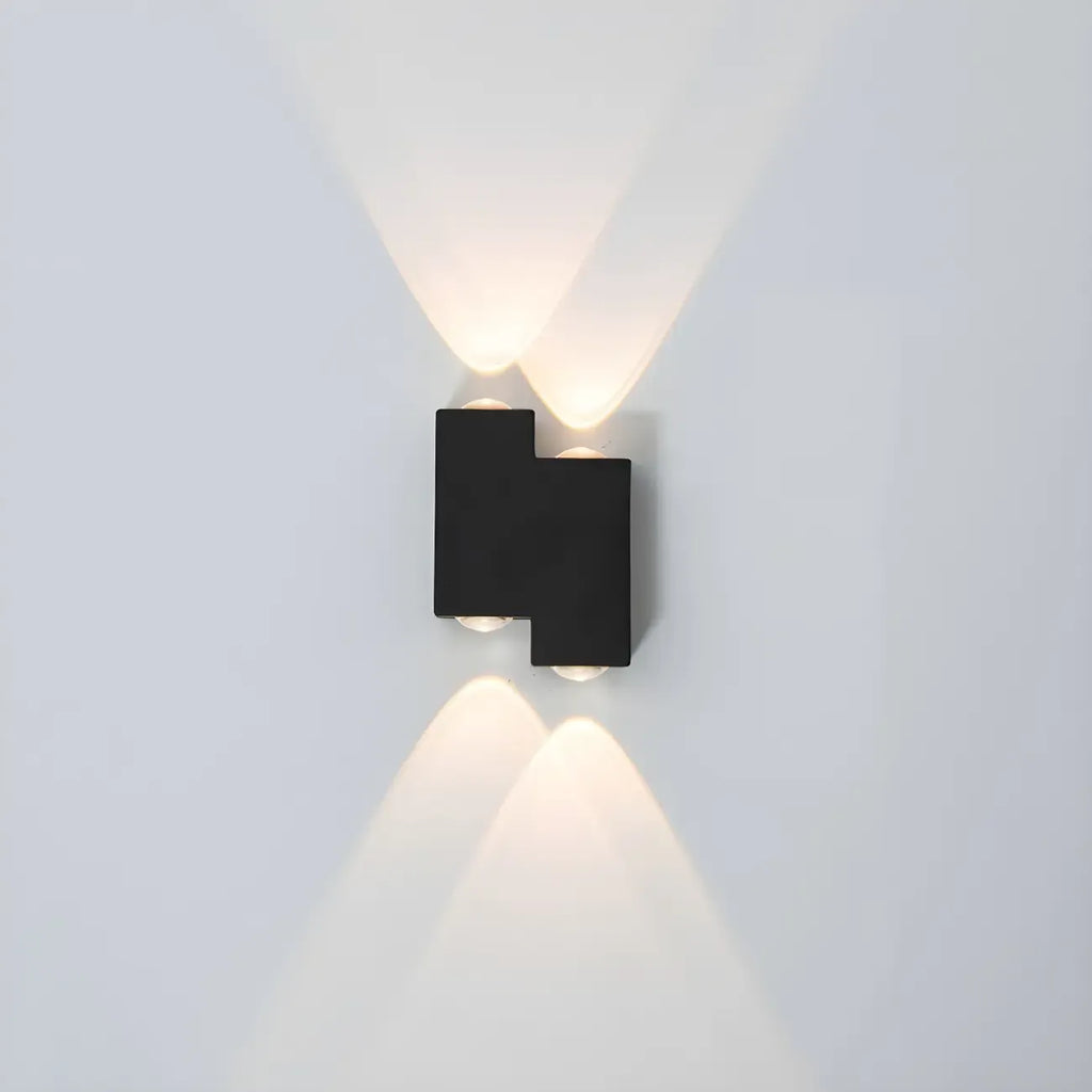 Applique murale extérieure moderne géométrique en métal noir à LED