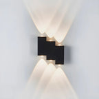 Applique murale extérieure moderne géométrique en métal noir à LED