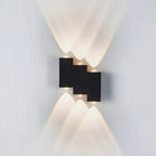 Applique murale extérieure moderne géométrique en métal noir à LED