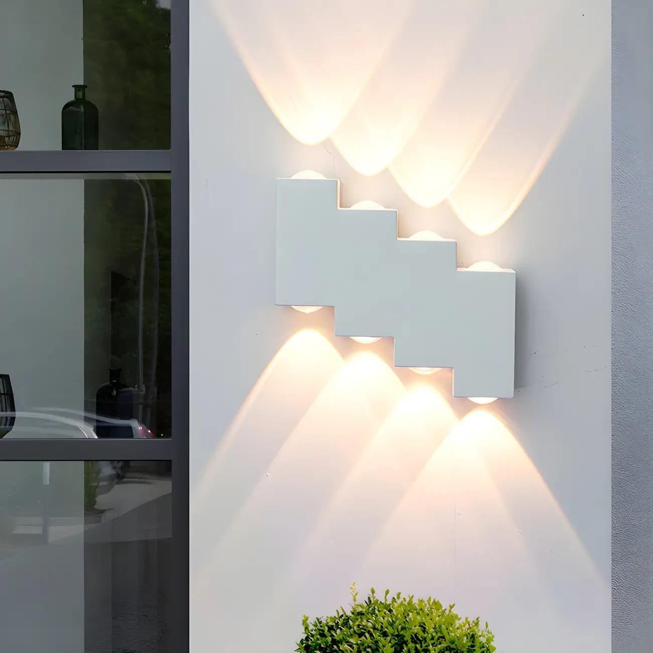 Applique murale extérieure moderne géométrique en métal noir à LED