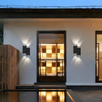 Applique murale extérieure moderne géométrique en métal noir à LED