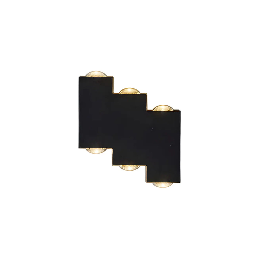 Applique murale extérieure moderne géométrique en métal noir à LED