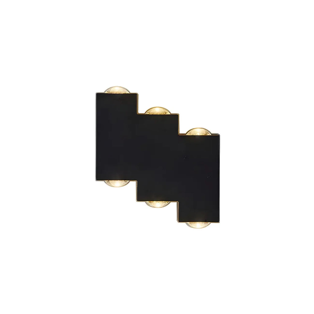 Applique murale extérieure moderne géométrique en métal noir à LED