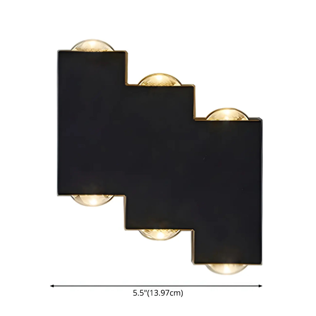 Applique murale extérieure moderne géométrique en métal noir à LED