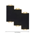 Applique murale extérieure moderne géométrique en métal noir à LED