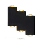 Applique murale extérieure moderne géométrique en métal noir à LED