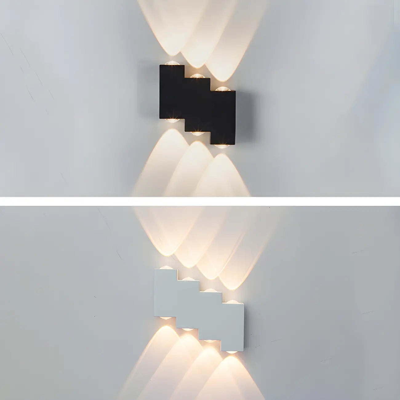 Applique murale extérieure moderne géométrique en métal noir à LED