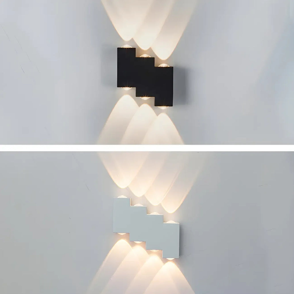 Applique murale extérieure moderne géométrique en métal noir à LED