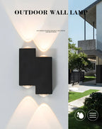 Applique murale extérieure moderne géométrique en métal noir à LED