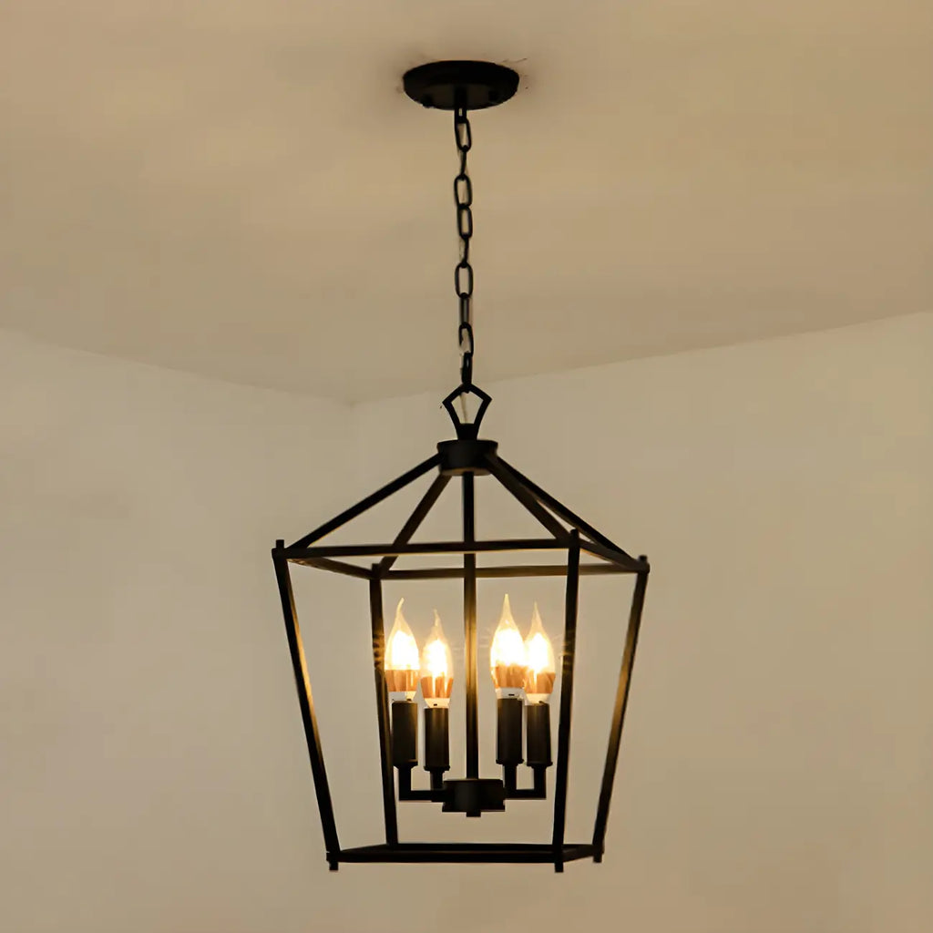 Lampadario a gabbia per candele industriale in metallo regolabile