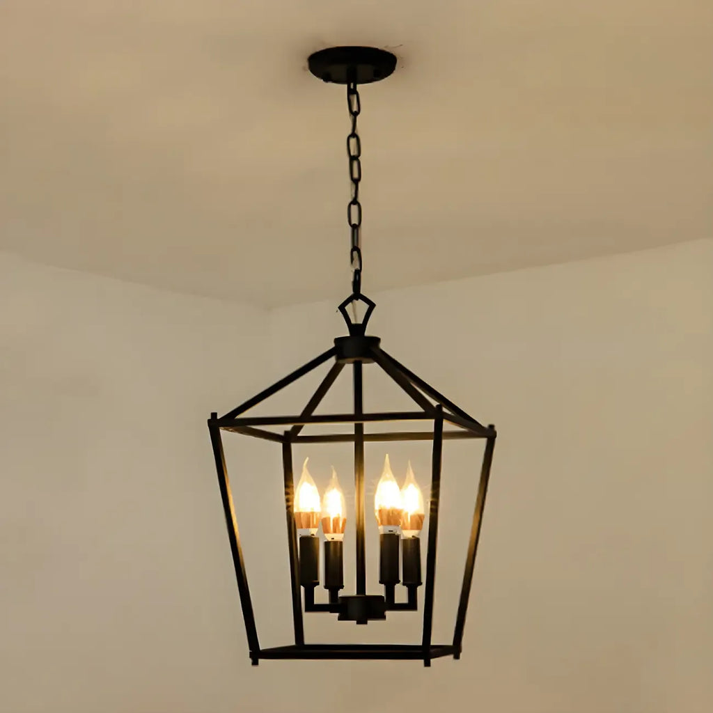 Lampadario a gabbia per candele industriale in metallo regolabile