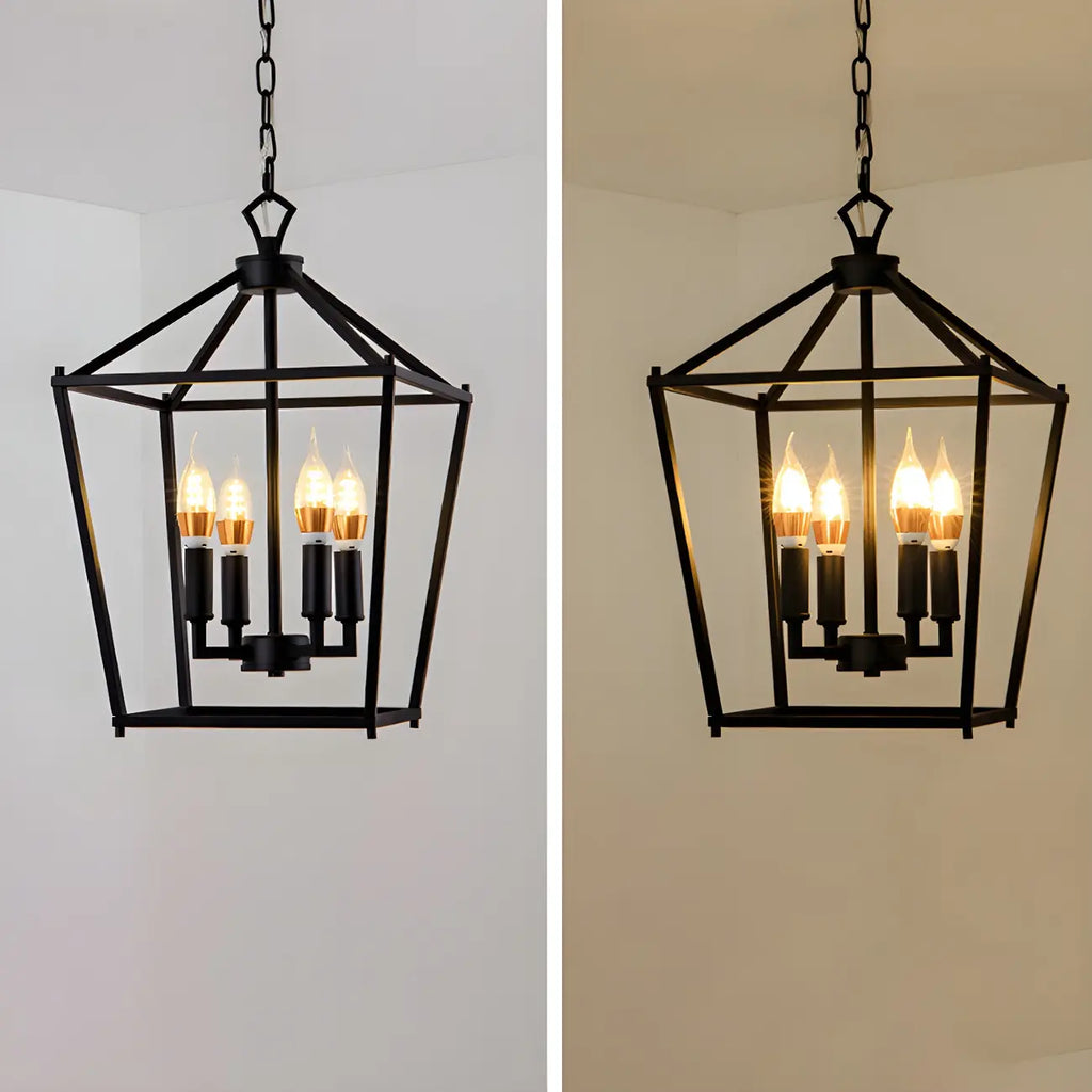 Lampadario a gabbia per candele industriale in metallo regolabile