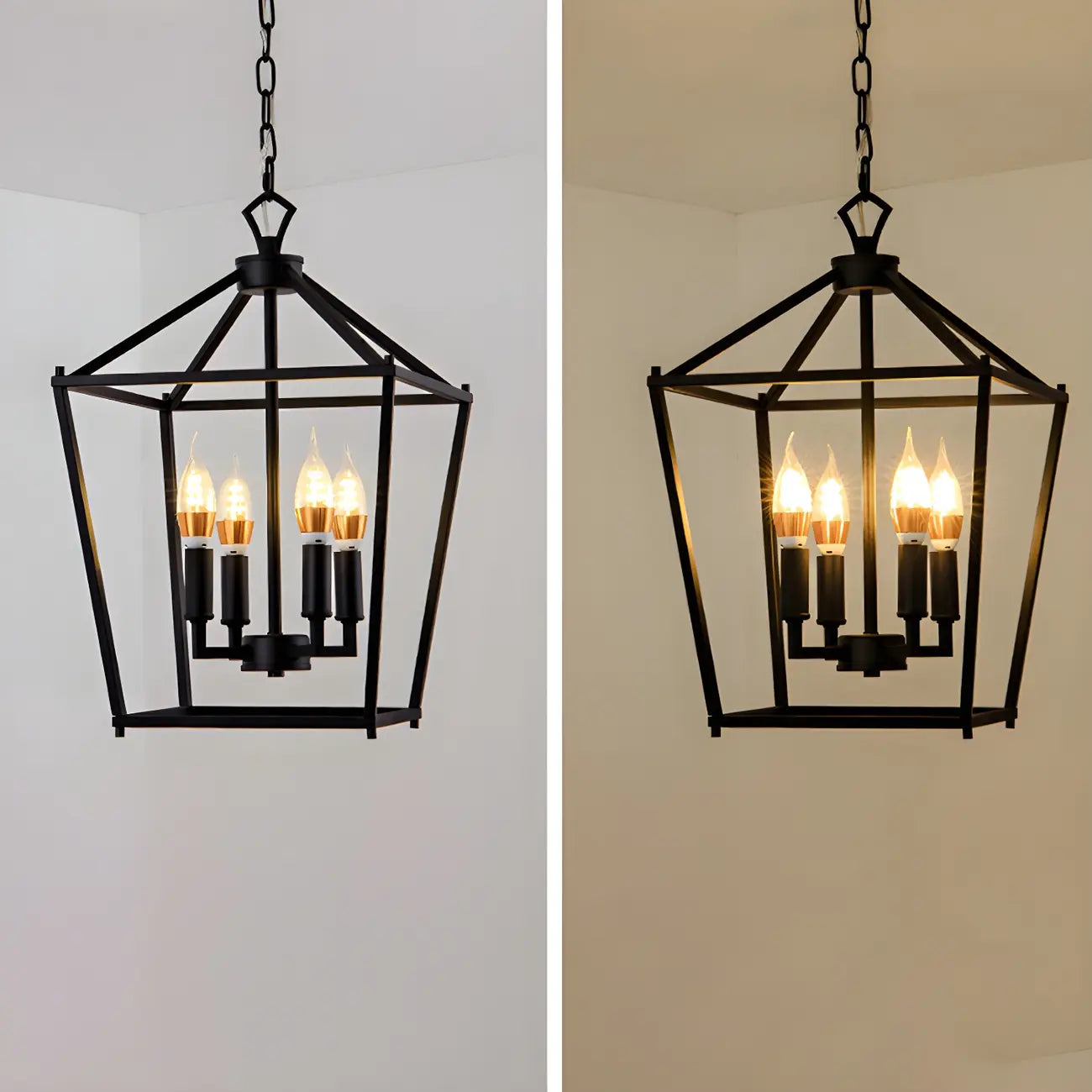 Lampadario a gabbia per candele industriale in metallo regolabile