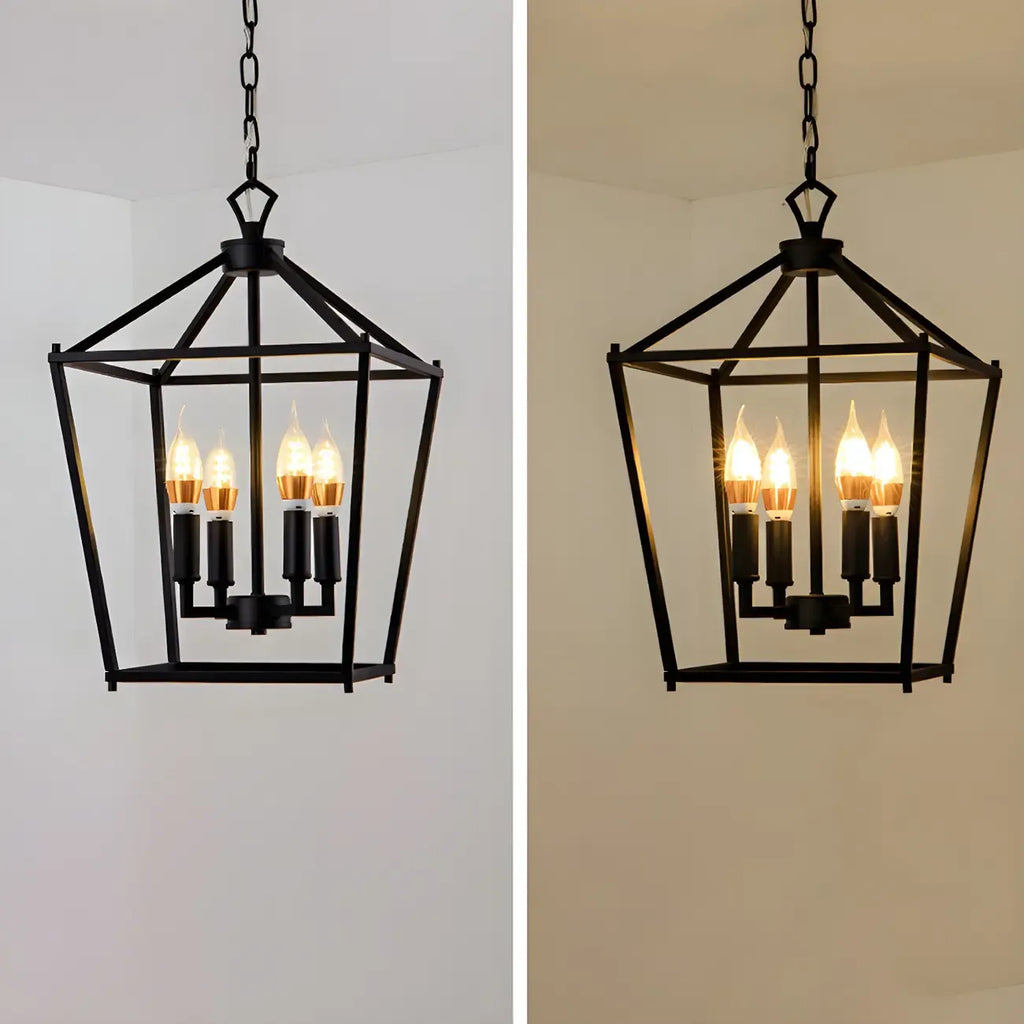 Lampadario a gabbia per candele industriale in metallo regolabile