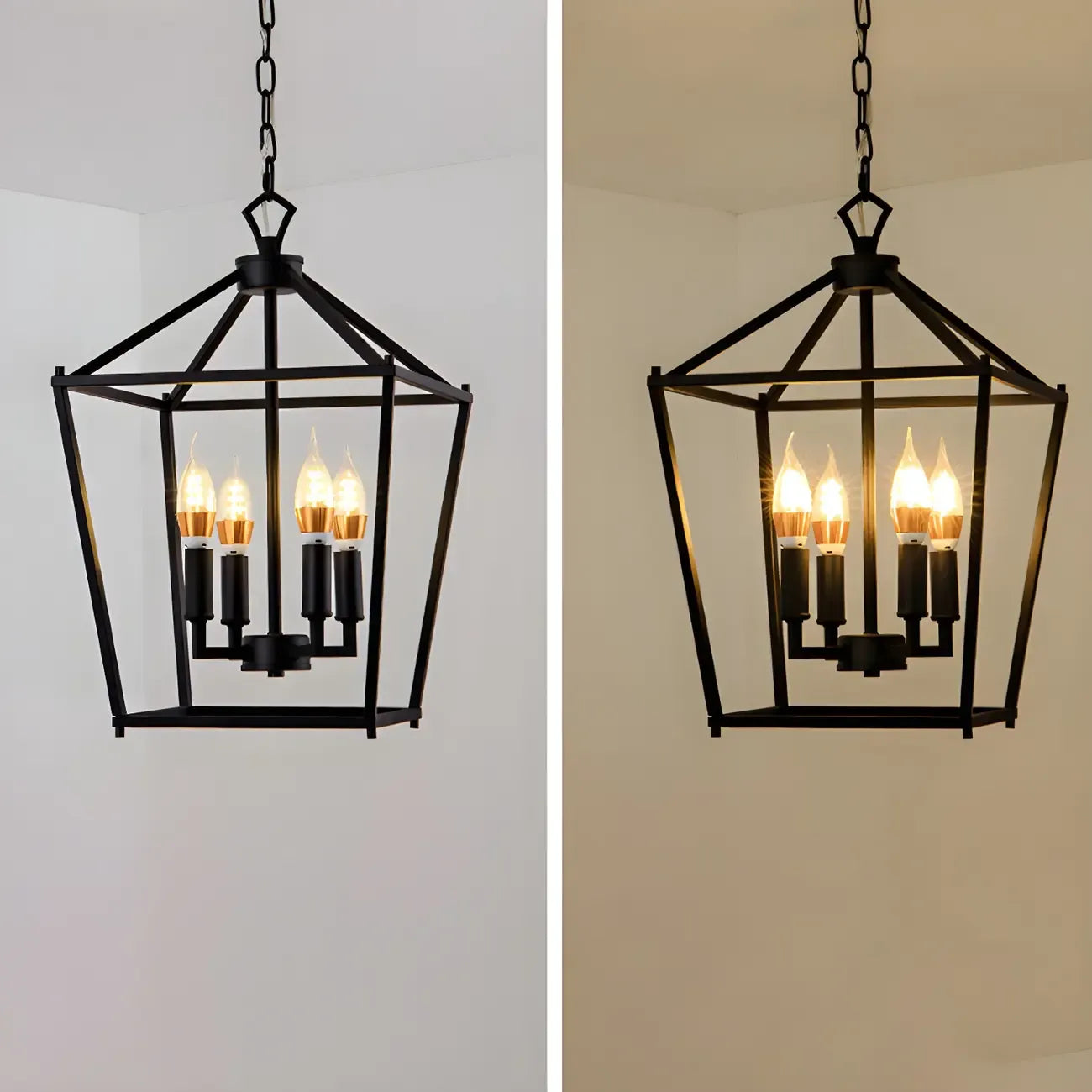 Lampadario a gabbia per candele industriale in metallo regolabile