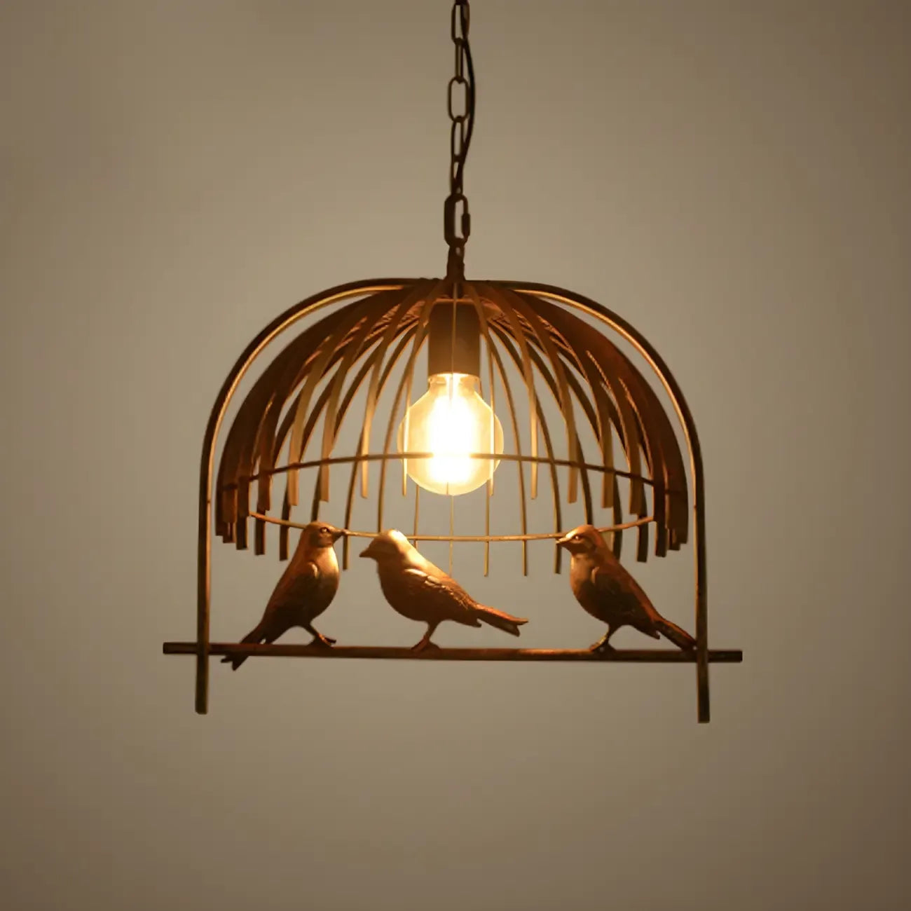 Suspension industrielle en métal en forme de cage à oiseaux pour îlot de cuisine