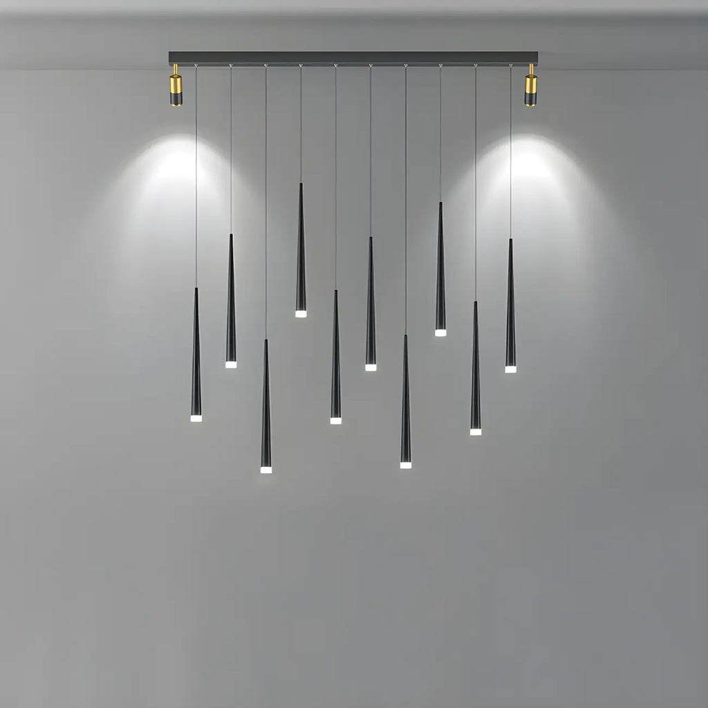 Suspension LED noire moderne et réglable pour îlot de cuisine