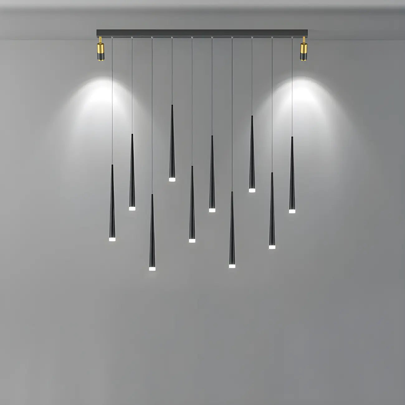 Suspension LED noire moderne et réglable pour îlot de cuisine
