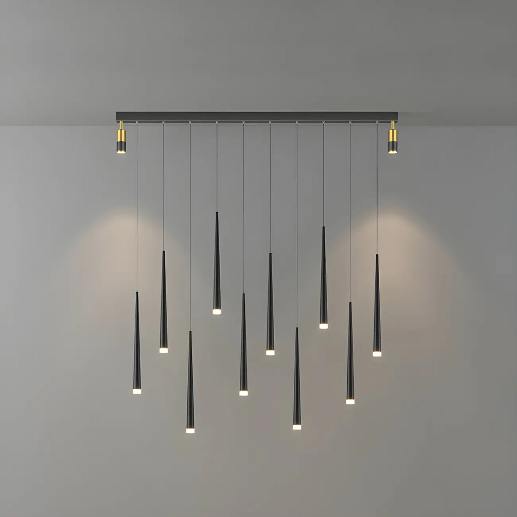Suspension LED noire moderne et réglable pour îlot de cuisine