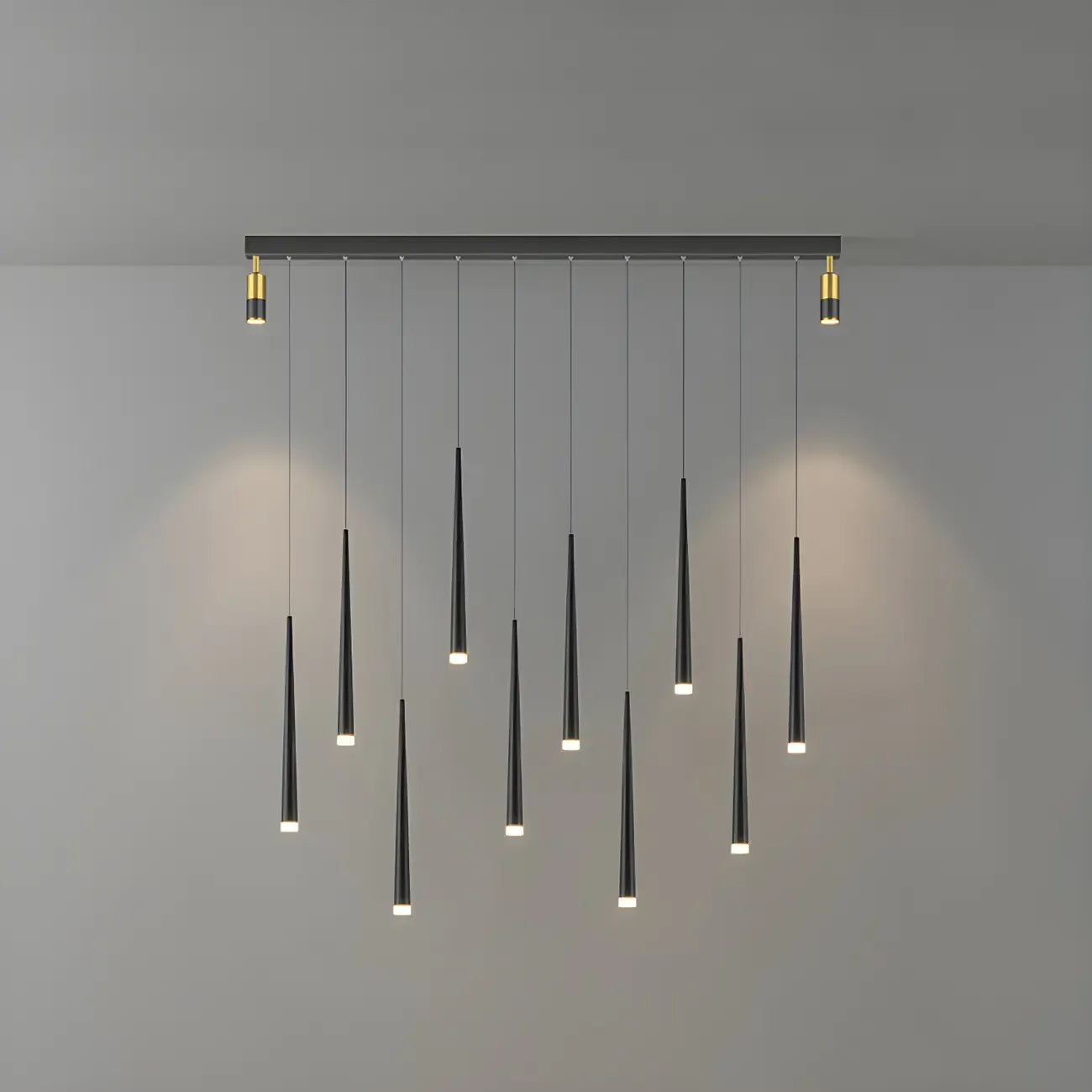 Suspension LED noire moderne et réglable pour îlot de cuisine