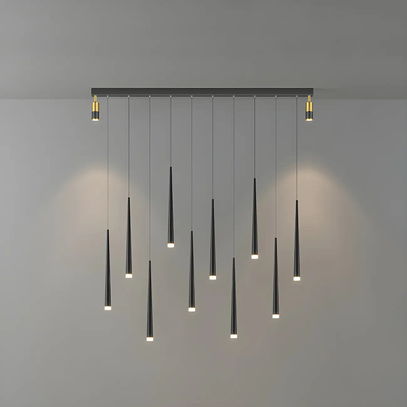 Suspension LED noire moderne et réglable pour îlot de cuisine