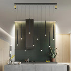 Suspension LED noire moderne et réglable pour îlot de cuisine