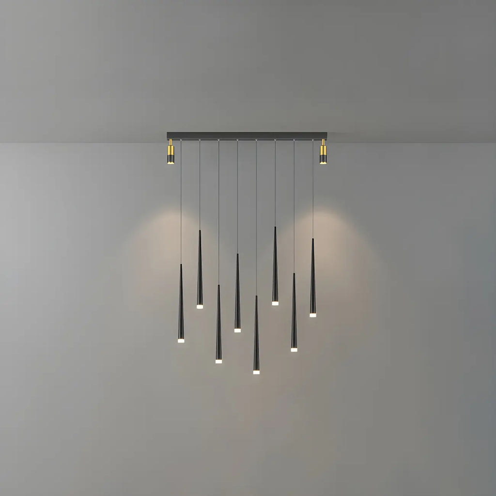 Suspension LED noire moderne et réglable pour îlot de cuisine