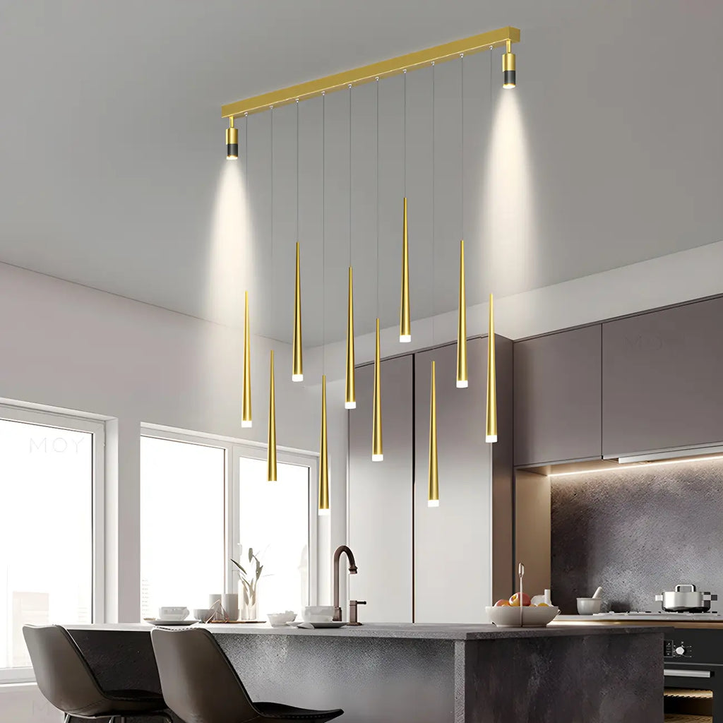 Suspension LED noire moderne et réglable pour îlot de cuisine