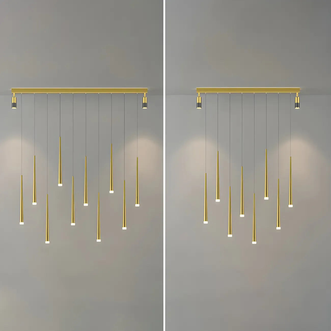 Suspension LED noire moderne et réglable pour îlot de cuisine