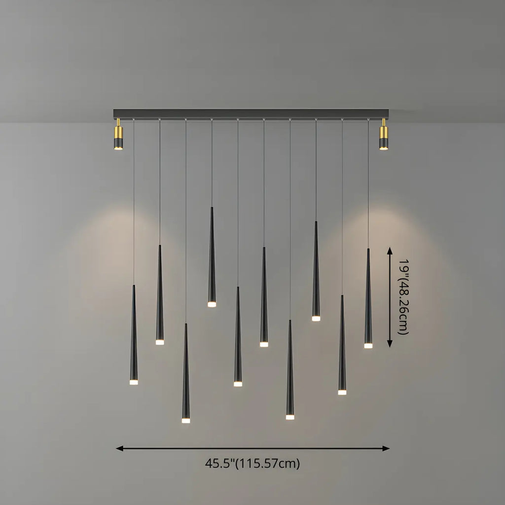 Suspension LED noire moderne et réglable pour îlot de cuisine