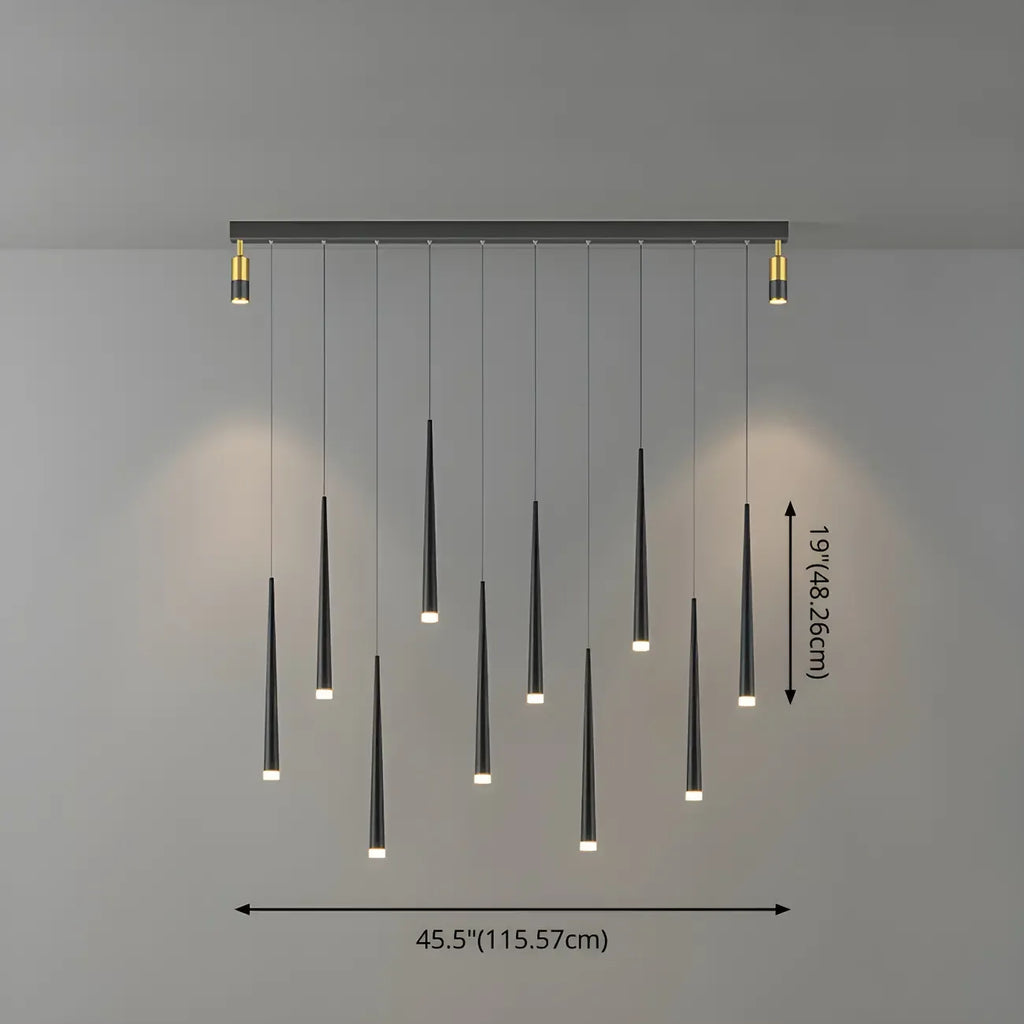 Suspension LED noire moderne et réglable pour îlot de cuisine