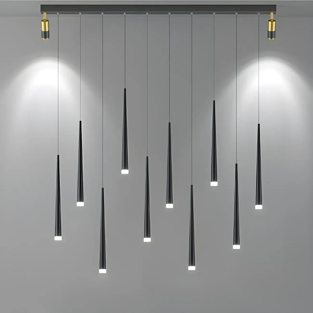 Suspension LED noire moderne et réglable pour îlot de cuisine