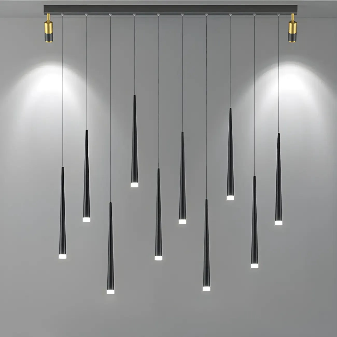 Suspension LED noire moderne et réglable pour îlot de cuisine