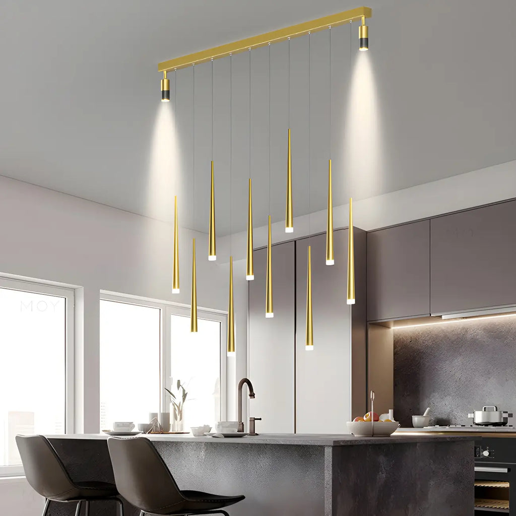 Suspension LED noire moderne et réglable pour îlot de cuisine